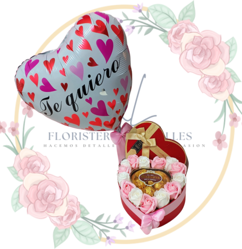 BOX CORAJABON Box Corazón de Rosas de Jabón y Bombones
