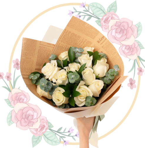 RAMOS (10) Ramo de 12 Rosas Blancas