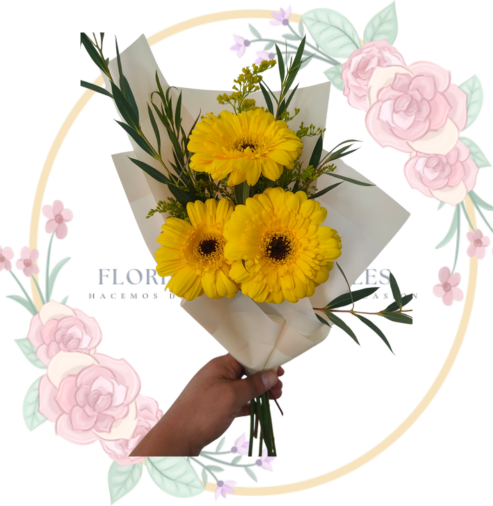 RAMOS (14) Ramo de 3 Gerberas Amarillas
