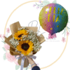 Ramo de 2 Girasoles y Globo Metalizado