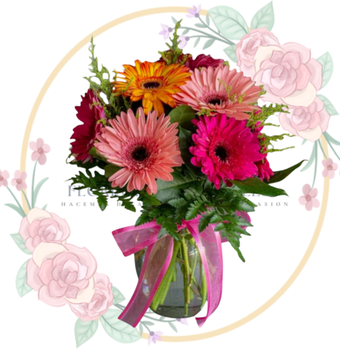 FLOREROGERBE Florero 1O Gerberas