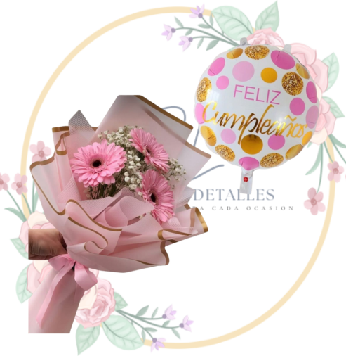 RAMO gerberas Ramo de Gerberas con Globo Metalizado