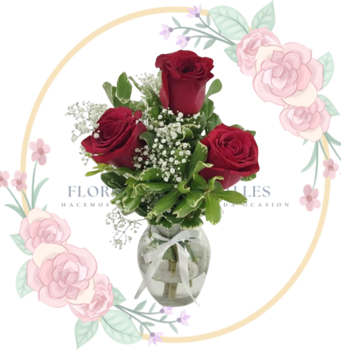 FLORERO Florero 3 Rosas