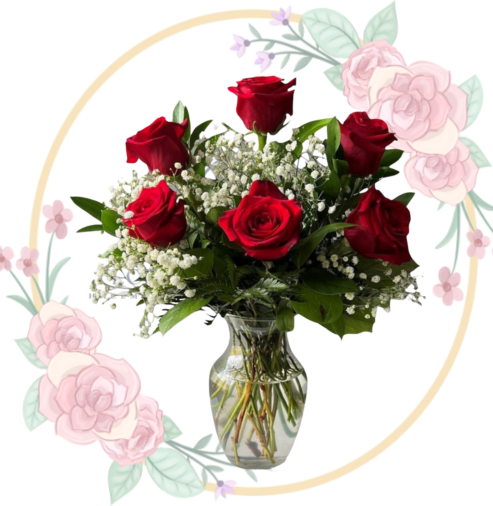 FLORERO Florero 6 Rosas