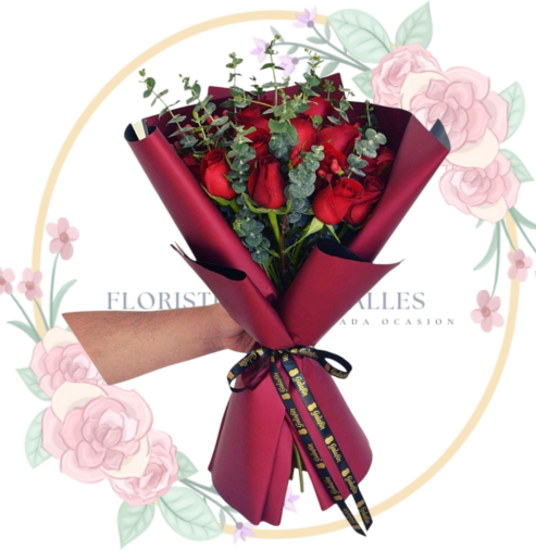 RAMOS (7) Ramo de Rosas Y Eucaliptos