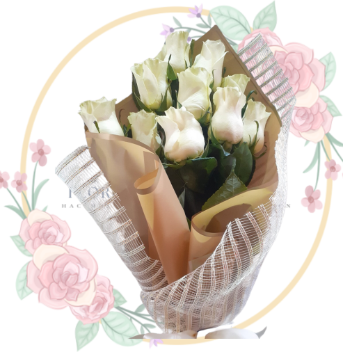 RAMOS (9) Ramo de Rosas Blancas y Eucaliptos