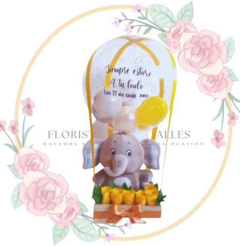 Guacal 5 Rosas y Peluche