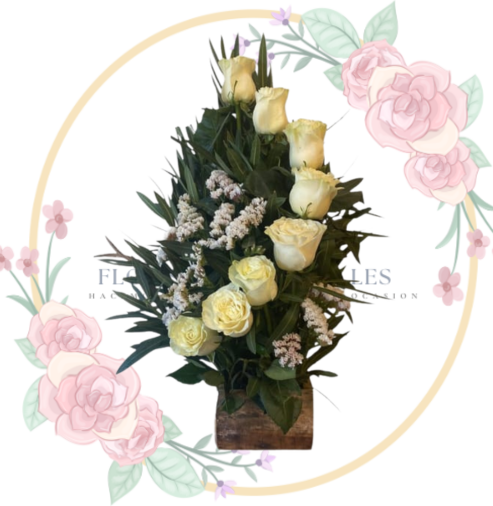 Espiral de 8 rosas Blancas