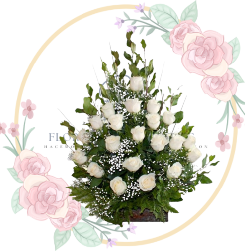 FUNEB Pie De Urna Descansa En Paz" 20 Rosas