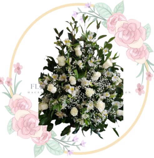 FUNEBRE (2) Pie De Urna 15 Rosas Blancas"