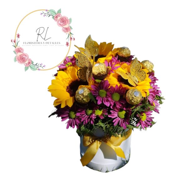 Box girasoles y maule con bombones