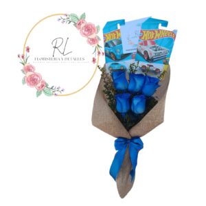 Ramo para sorprenderlo 5 rosas 2 autos