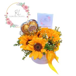 BOX 6 GIRASOLES Y BOMBON VALENTE X3