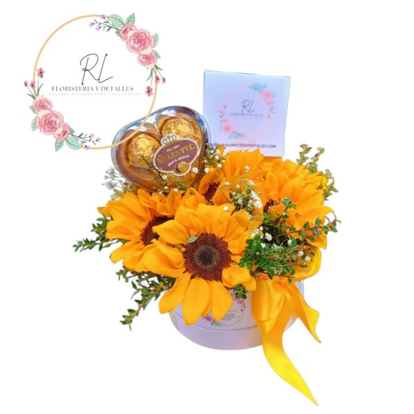BOX 6 GIRASOLES Y BOMBON VALENTE X3