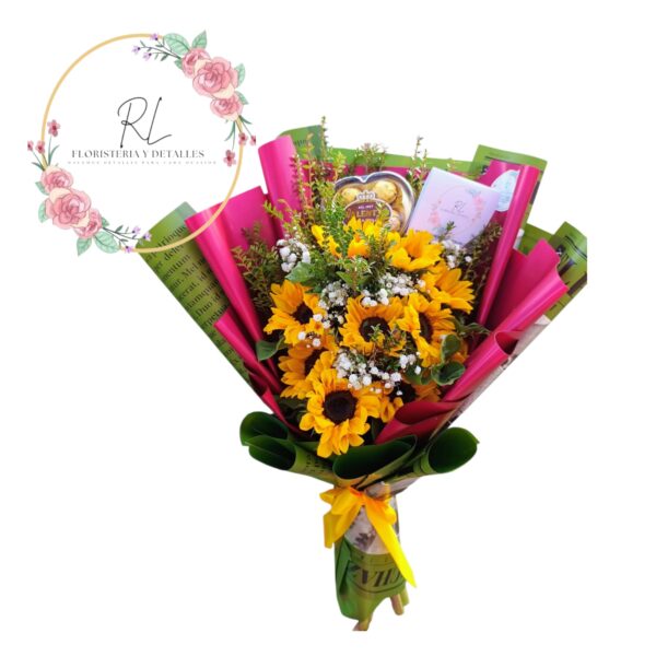 Ramo 10 giraoles y bombon valente x5