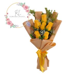 Ramo 6 rosas amarillas con follaje