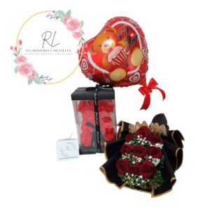 OSO TEDDY CON RAMO 9 ROSAS