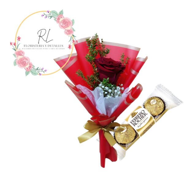 ROSA ARREGLADA CON BOMBON X3