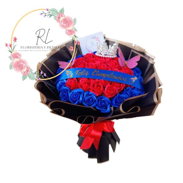 BELLO RAMO ETERNO DE 5O ROSAS