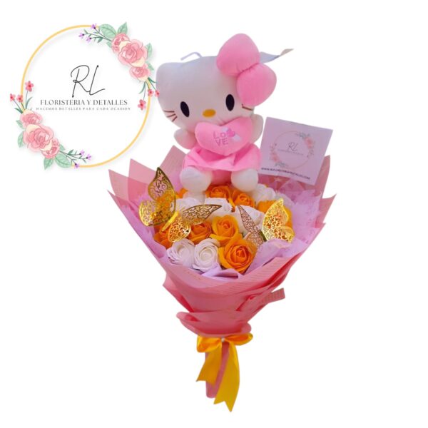 RAMO KITTY TERNURA DE 30 ROSAS ETERNAS