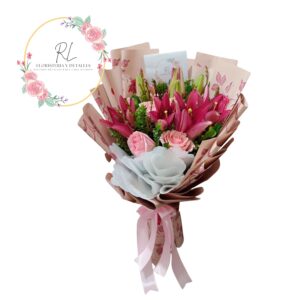 RAMO ROSAS Y LILIUM TONOS ARMONIA