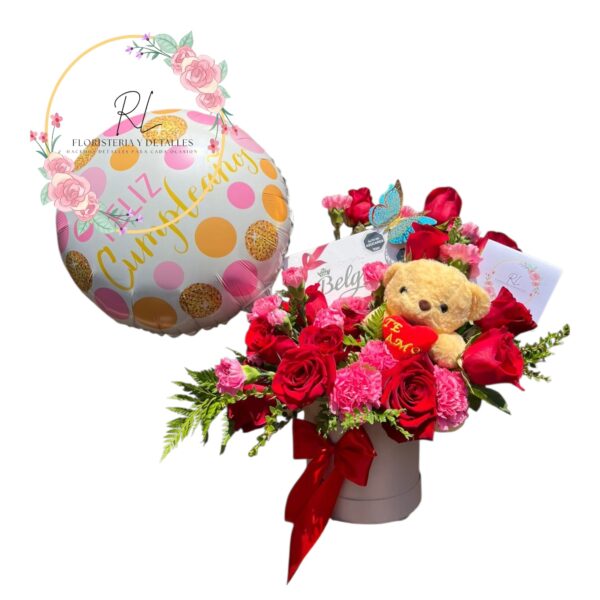 BOX LUXURY ROSAS, CLAVELES Y BOMBONES BELGIAN