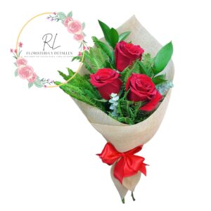 BELLO RAMO PREMIUN 3 ROSAS EN ARPILLERA