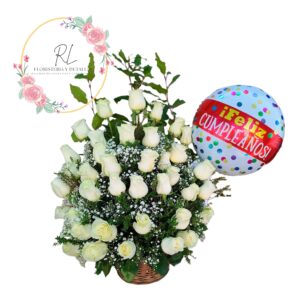 MARAVILLOSA CANASTA 30 ROSAS HBD