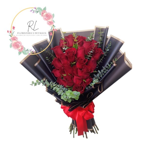 bello ramo 20 rosas ecuatorianas con eucaliptus