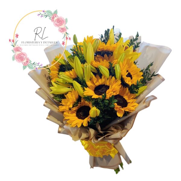 MARAVILLOSO RAMO GIRASOLES Y LILIUM