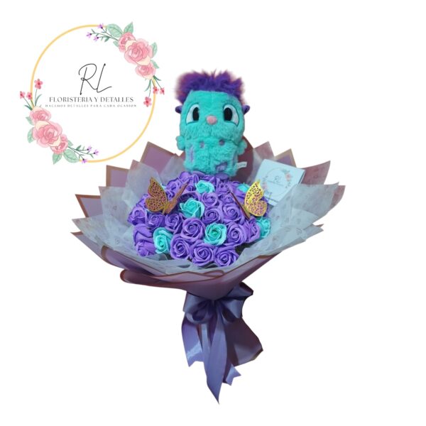 Ramo rosas eternas y peluche