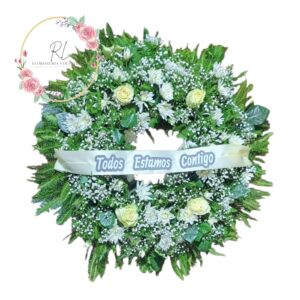 Corona funebre con cinta