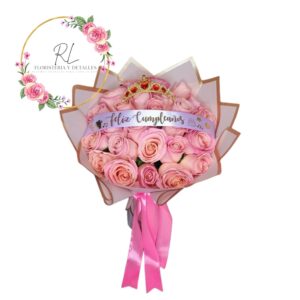 Ramo suspiro rosado 24 rosas