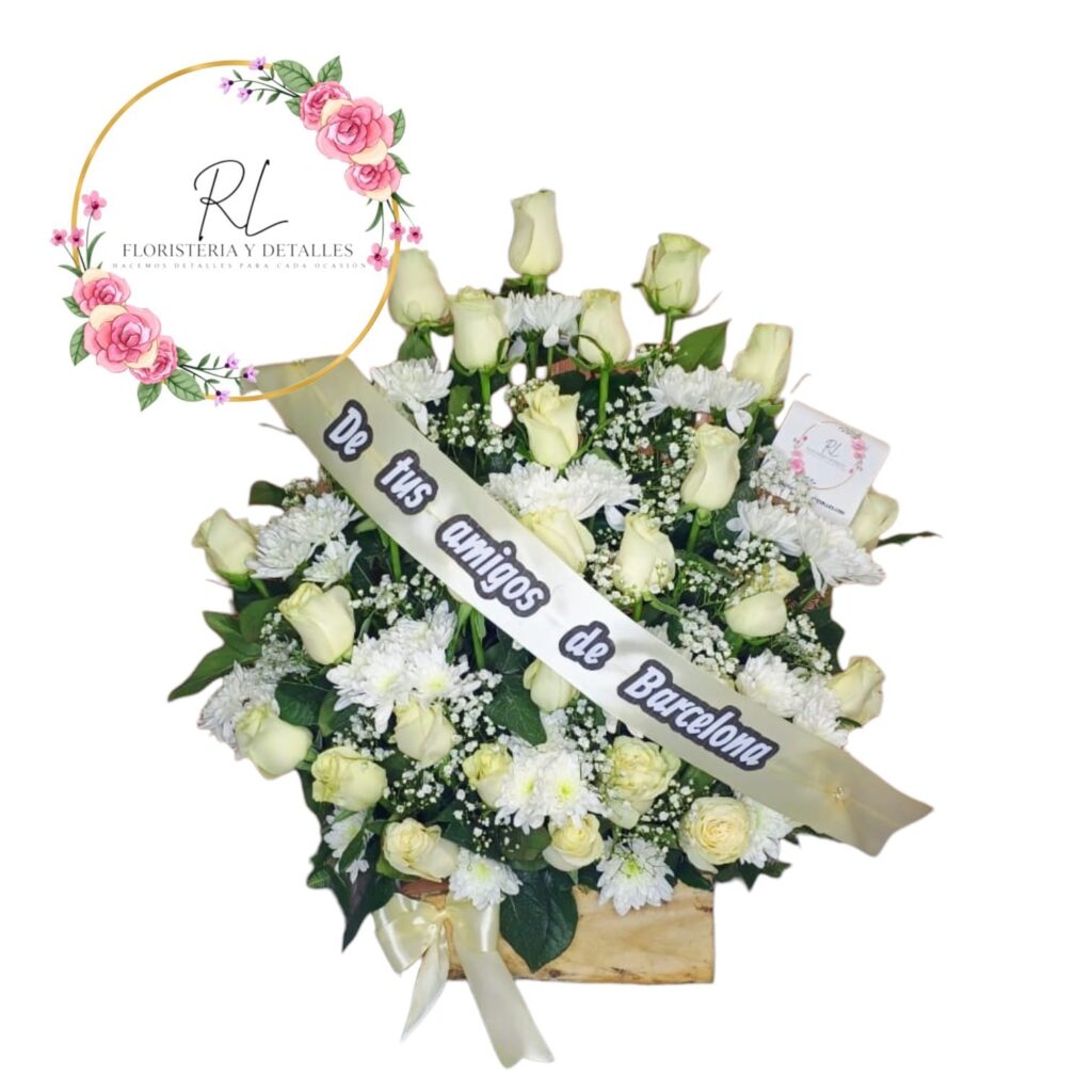 ARRIMO FUNEBRE DESCANSO ETERNO 30 ROSAS, MABLE Y CINTA
