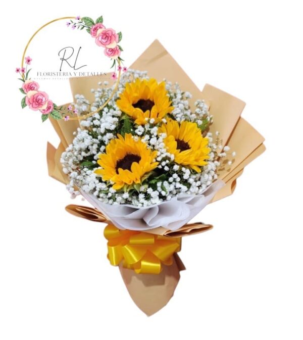 RAMO 3 GIRASOLES BORDE DE NIEVE